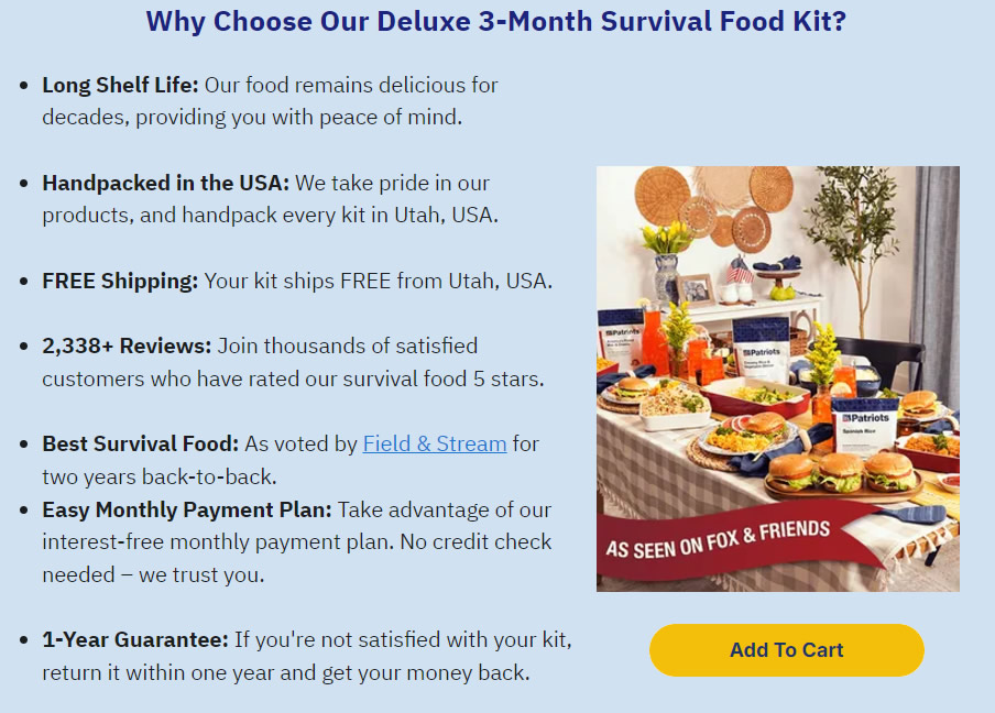 4Patriots 3 Month Food Supply Review and Food Kit